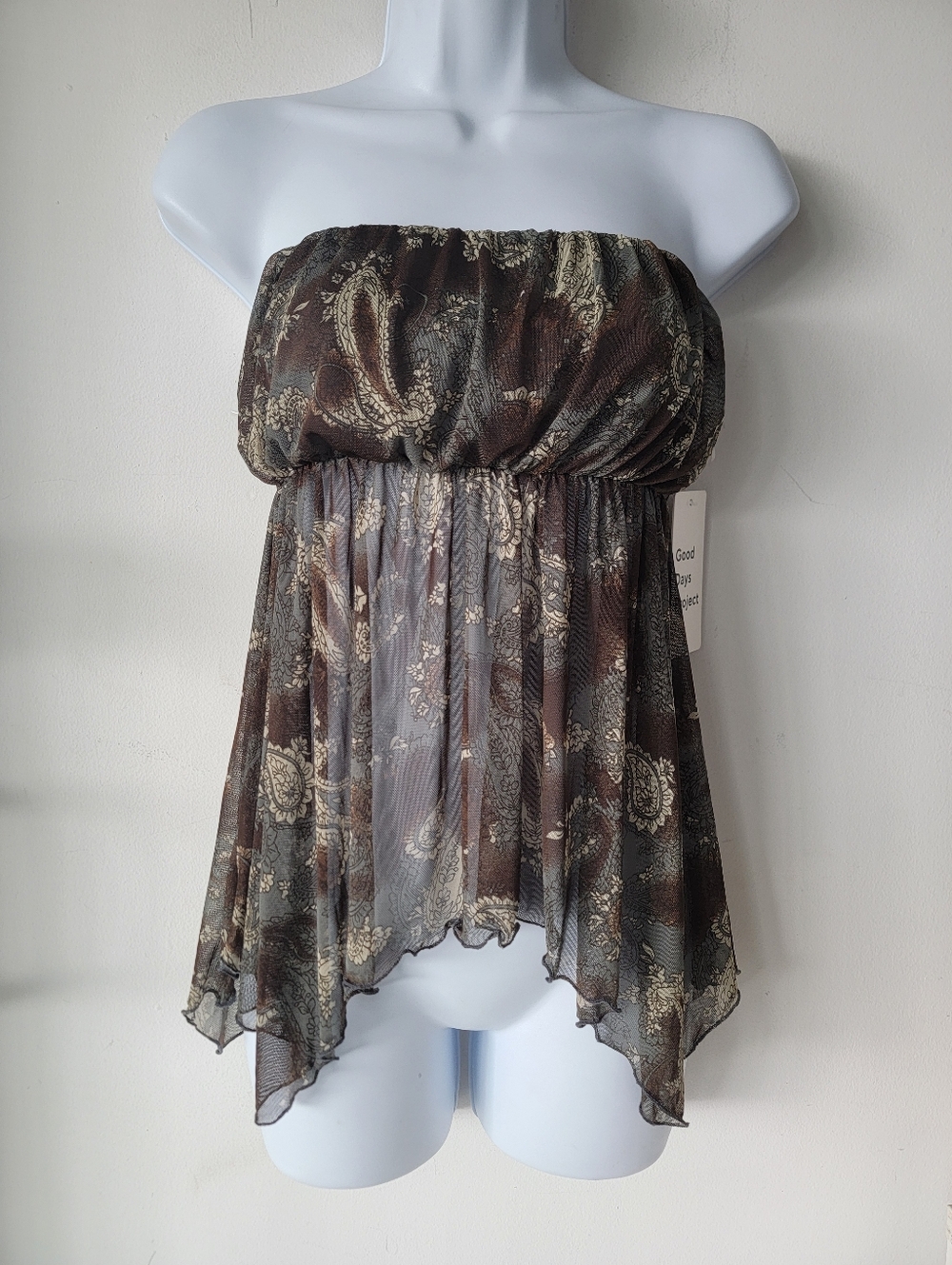 Goos Days Project Strapless Asymetrical Mesh Top Size M